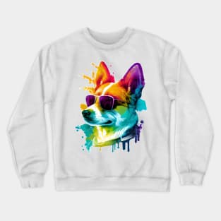 Colourful Cool Corgi Dog with Sunglasses Crewneck Sweatshirt